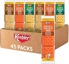 Keebler Sandwich Crackers, Single Serve Lunch Snacks, Variety Pack, 45 Packs