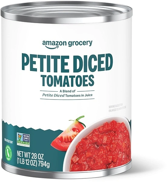 Amazon Fresh Petite Diced Tomatoes, 28 Oz