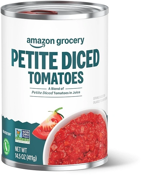 Amazon Fresh Petite Diced Canned Tomatoes, 14.5 Oz