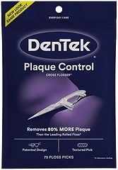 DenTek Cross Flosser Plaque Control Floss Picks, X-Shaped Floss, 75 count