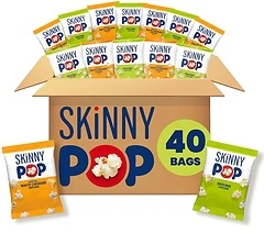 SkinnyPop Popcorn, Healthy Snacks Variety Pack, 0.5oz Snack Bags, 40 Count