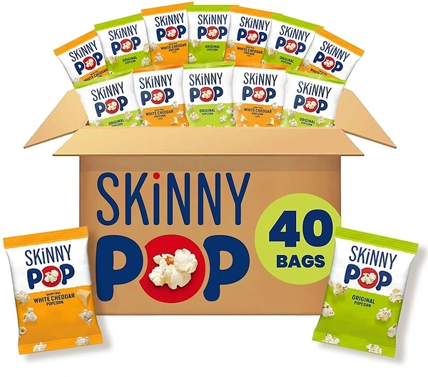 SkinnyPop Popcorn, Healthy Snacks Variety Pack, 0.5oz Snack Bags, 40 Count