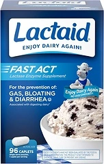 Lactaid Fast Act Lactose Intolerance Caplets with Lactase Enzyme, 96 Travel Packs