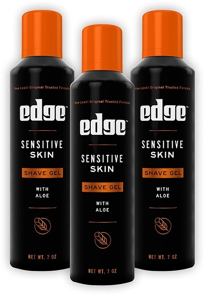 Edge Shaving Gel for Men, Sensitive Skin with Aloe, 7oz, 3 Pack