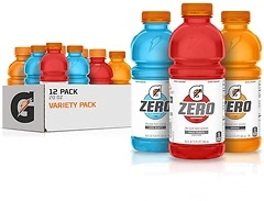 Gatorade G Zero Thirst Quencher, 3 Flavor Variety Pack, 20oz Bottles (12 Pack)
