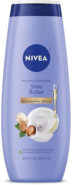 NIVEA Shea Butter Nourishing Body Wash, Moisturizing Serum, 20 Oz Bottle