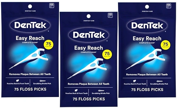 DenTek, Complete Clean Floss Picks 75 Floss Picks Pack of 3, 225 Count