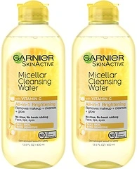 Garnier Micellar Water with Vitamin C, Facial Cleanser & Makeup Remover, 2 Count