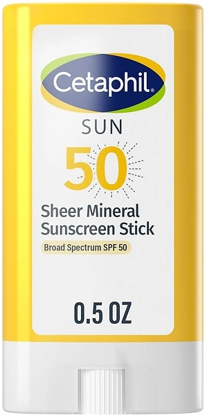 Cetaphil Sheer Mineral Sunscreen Stick, Face & Body, 0.5oz, Broad Spectrum SPF 50
