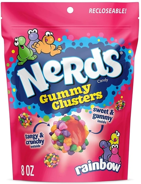 NERDS Gummy Clusters, Candy, Rainbow, Crunchy and Gummy, 8 oz