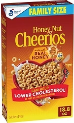 Honey Nut Cheerios Cereal, Happy Heart Shapes, Heart Healthy, Family Size, 18.8 oz