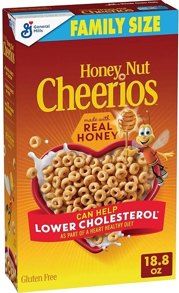 Honey Nut Cheerios Cereal, Happy Heart Shapes, Heart Healthy, Family Size, 18.8 oz