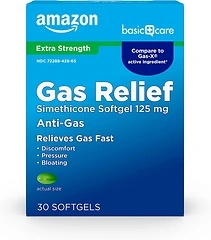 Amazon Basic Care Gas Relief Softgels, Simethicone 125 mg, 30 Count