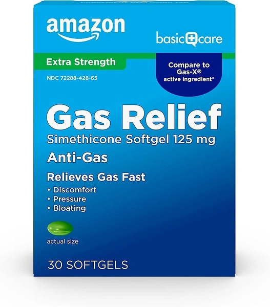 Amazon Basic Care Gas Relief Softgels, Simethicone 125 mg, 30 Count