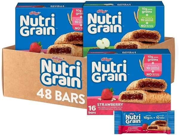 Nutri-Grain Breakfast Bars, 10g Whole Grains, Variety Pack (3 Boxes, 48 Count)