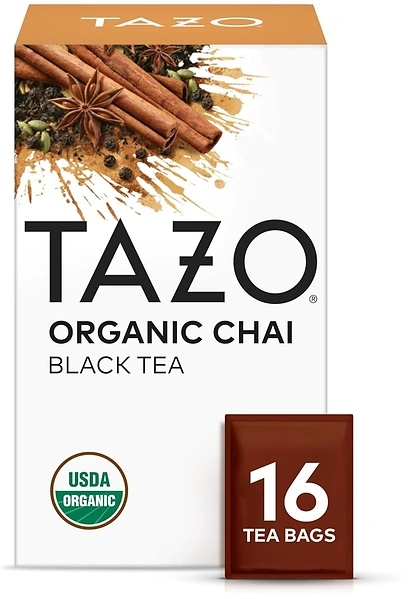 TAZO Organic Chai Black Tea Bags, Caffeinated tea, 16 Total Bags