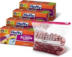Hefty Slider Storage Calendar Bags, Quart Size, 40 Count (Pack of 4)