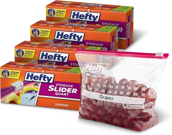 Hefty Slider Storage Calendar Bags, Quart Size, 40 Count (Pack of 4)