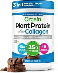 Orgain Protein Powder + Collagen, Creamy Chocolate Fudge, 25g Protein, 1.6lb