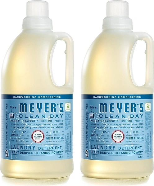 MRS. MEYER'S CLEAN DAY Laundry Detergent, Rain Water, 64 oz, Pack of 2 (128 Loads)