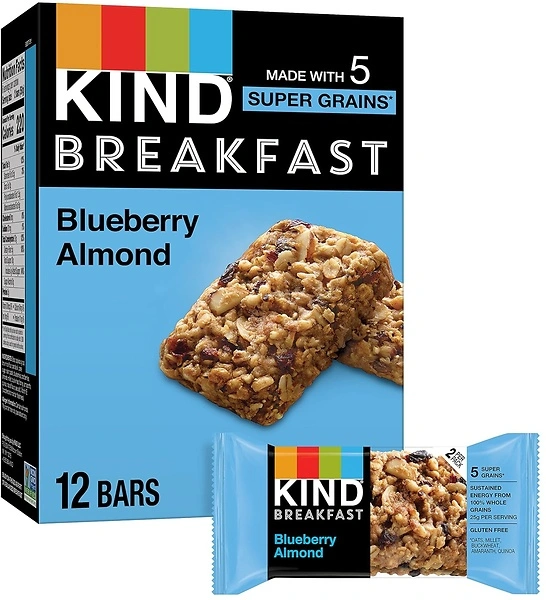 KIND Breakfast Bar, Blueberry Almond, 100 Whole Grains, 6 Bars