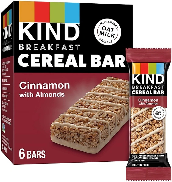 KIND Breakfast Cereal Bars, Gluten Free, Cinnamon with Almonds, 9.3oz (6 Bars)