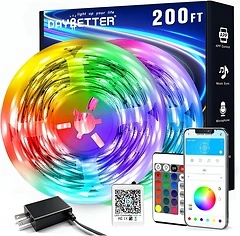 DAYBETTER LED Strip Lights 200 ft (2 Rolls of 100 ft), Smart App Control, RGB
