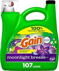 Gain + Aroma Boost Liquid Laundry Detergent, Moonlight Breeze, 107 Loads, 154 Fl Oz