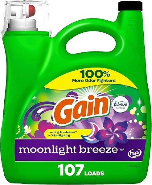 Gain + Aroma Boost Liquid Laundry Detergent, Moonlight Breeze, 107 Loads, 154 Fl Oz
