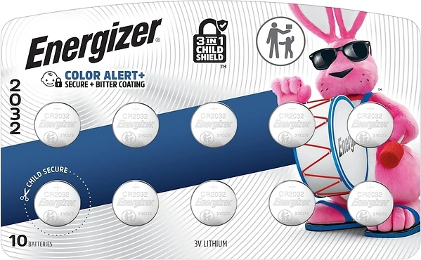 Energizer 2032 Batteries (10 Pack), 3V Lithium Coin Batteries with Child Shield