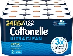 Cottonelle Ultra Clean Toilet Paper, 24 Family Mega Rolls, 353 Sheets Per Roll