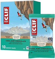 CLIF BAR - Cool Mint Chocolate with Caffeine, Energy Bars, 10 Pack