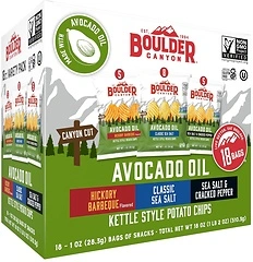 Boulder Canyon Avocado Oil Kettle Style Potato Chips Variety Pack, 18 Count