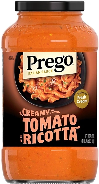 Prego Creamy Tomato Pasta Sauce With Ricotta Cheese, 23.75 oz Jar