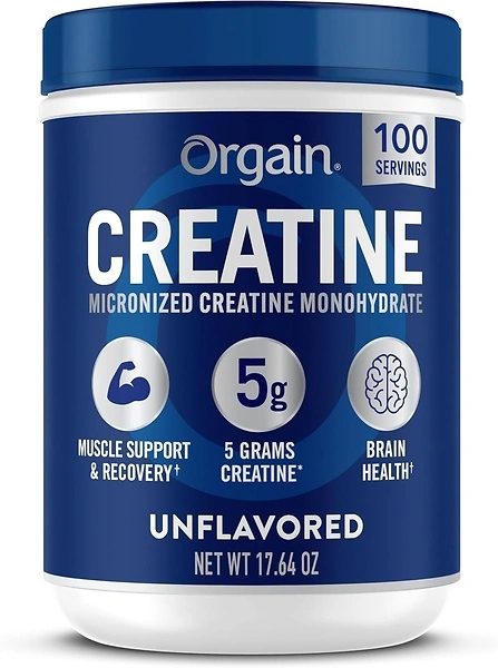 Orgain Creatine Monohydrate Powder, 100 Servings, Unflavored, Supports Muscle Growth