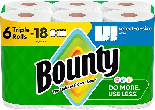 Bounty Select-A-Size Paper Towels, White, 6 Triple Rolls (3 Packs of 2)