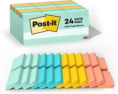 Post - it Notes, 1 3/8 in x 1 7/8 in, 24 Sticky Note Pads, 100 Sheets Each