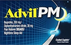 Advil PM Pain Reliever and Nighttime Sleep Aid, 50x2 Coated Caplets