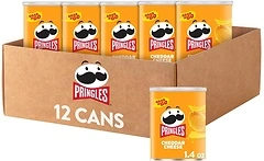Pringles Cheddar Cheese, Crisps, Lunch Snacks, Grab N' Go, 12 Cans