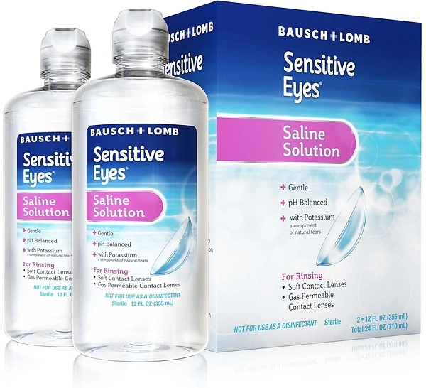 Bausch + Lomb Sensitive Eyes Saline Solution, 12 Fl Oz, Pack of 2