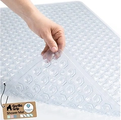 GORILLA GRIP Bath Tub Shower Mat, Machine Washable, 35x16 Inch, Clear