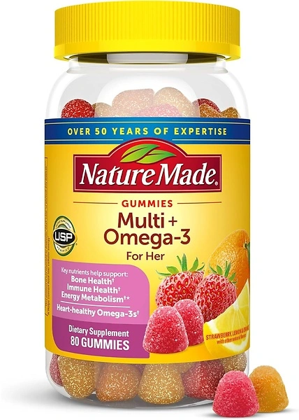 Nature Made Womens Gummy Multivitamins with Omega-3, 80 Gummies, 40 Day Supply