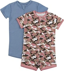 Hanes Baby Rompers, Ultimate Zippin Short Sleeve Romper for Boys & Girls, 2-Pack