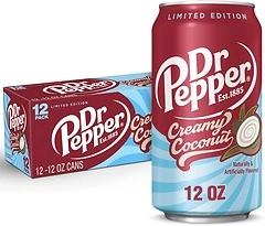 Dr Pepper Creamy Coconut Soda, 12 fl oz cans, 12 Pack