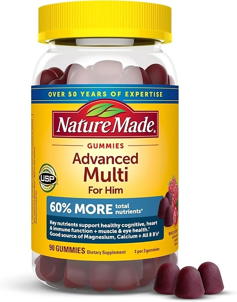 Nature Made Advanced Multivitamin Gummies for Him, 90 Gummies, 30 Day Supply
