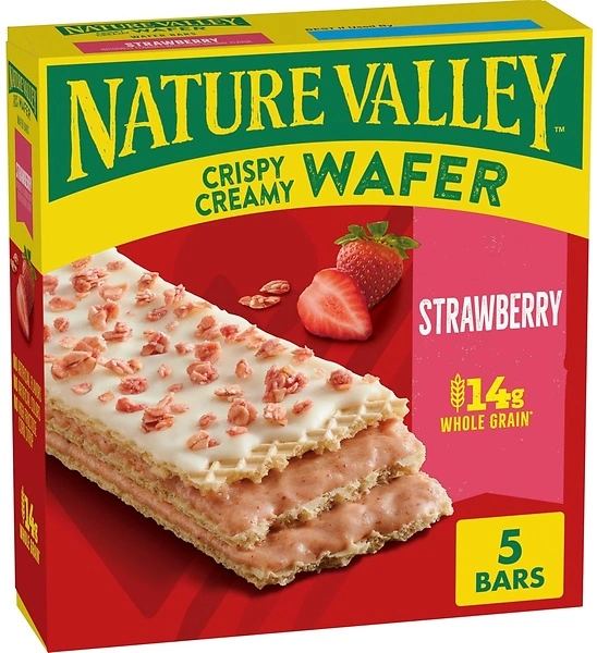 Nature Valley Crispy Creamy Wafer Bars, Strawberry, Whole Grain, 5 Bars, 6.5 oz