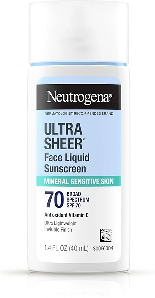 Neutrogena Ultra Sheer Liquid Mineral Sunscreen for Face, SPF 70, 1.4 fl. oz.