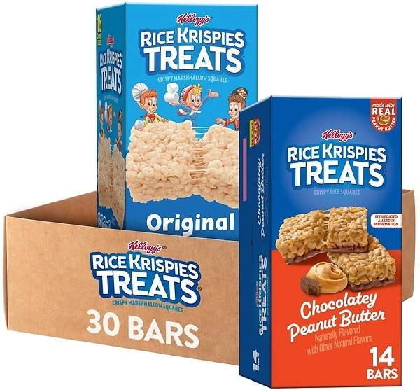 Rice Krispies Treats Crispy Rice Squares, Snack Bars, Variety Pack, 30 Count