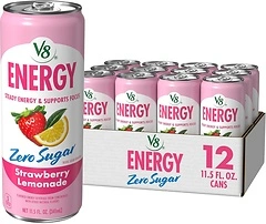 V8 Energy Zero Sugar Strawberry Lemonade, 11.5 fl. oz. Can (12 Pack)