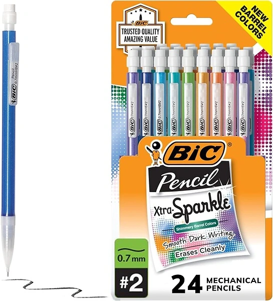 BIC Xtra-Sparkle Mechanical Pencil, Medium Point (0.7 mm), 24-Count